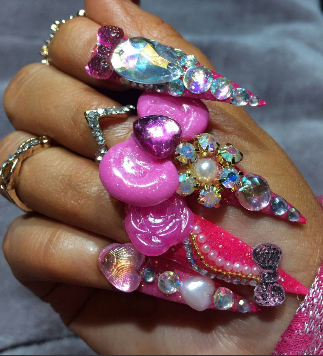 Sparkly Gyaru Baddie | Press On Nails