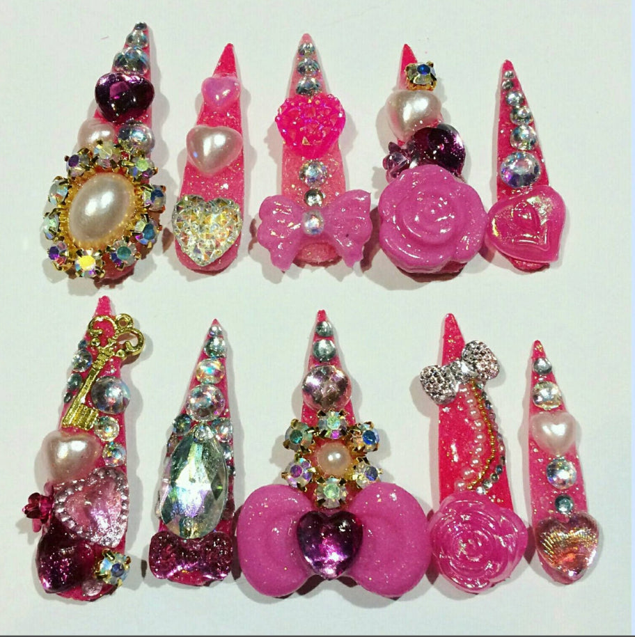 Sparkly Gyaru Baddie | Press On Nails