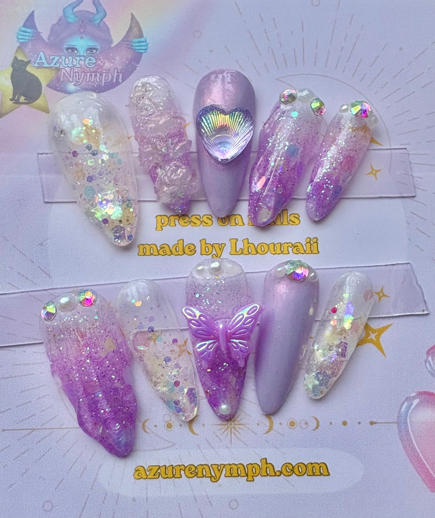 shell mermaid purple | Press On Nails