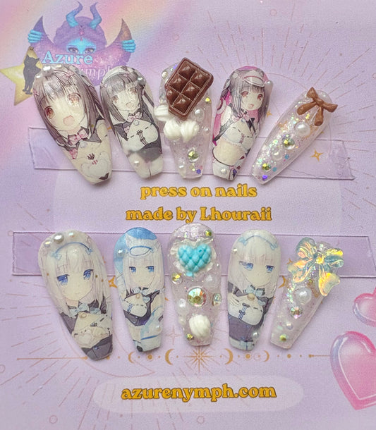 Chocola and Vanilla (ready to ship) Press on Nails