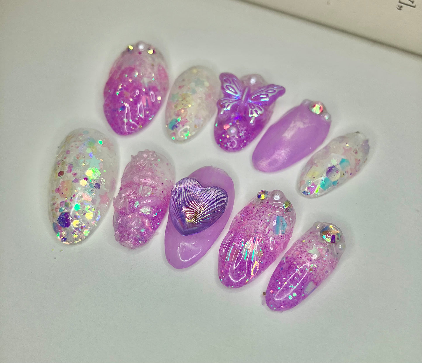 shell mermaid purple | Press On Nails