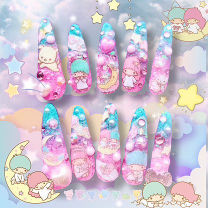 Kawaii Twin Character nails | Press On Nails