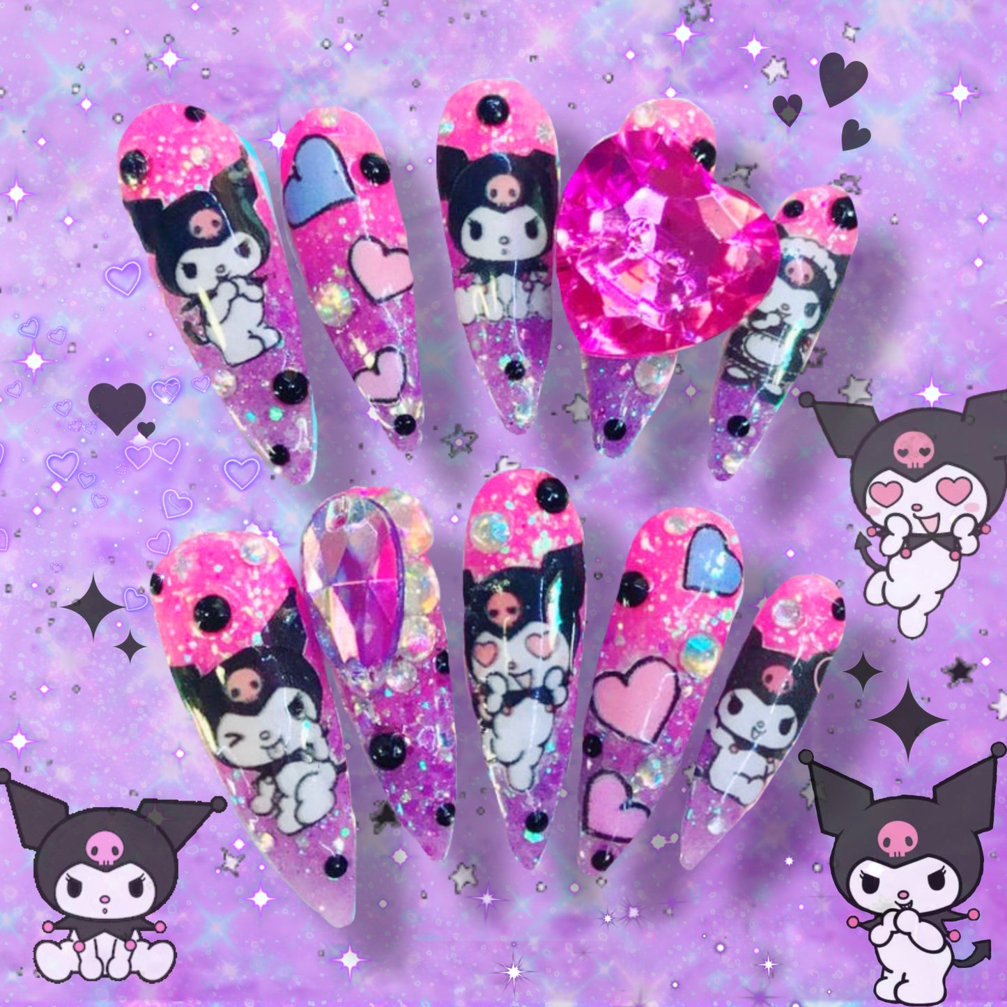 Kawaii Gothic Character nails | Press On Nails