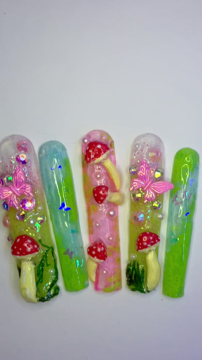 Fantasy 🧚🏽‍♀️fairy🧚🏽‍♀️ 🍄mushroom🍄| Press On Nails