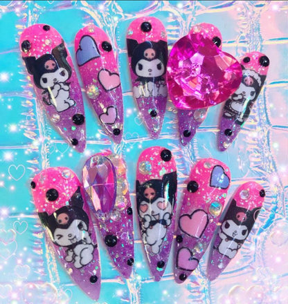 Kawaii Gothic Character nails | Press On Nails