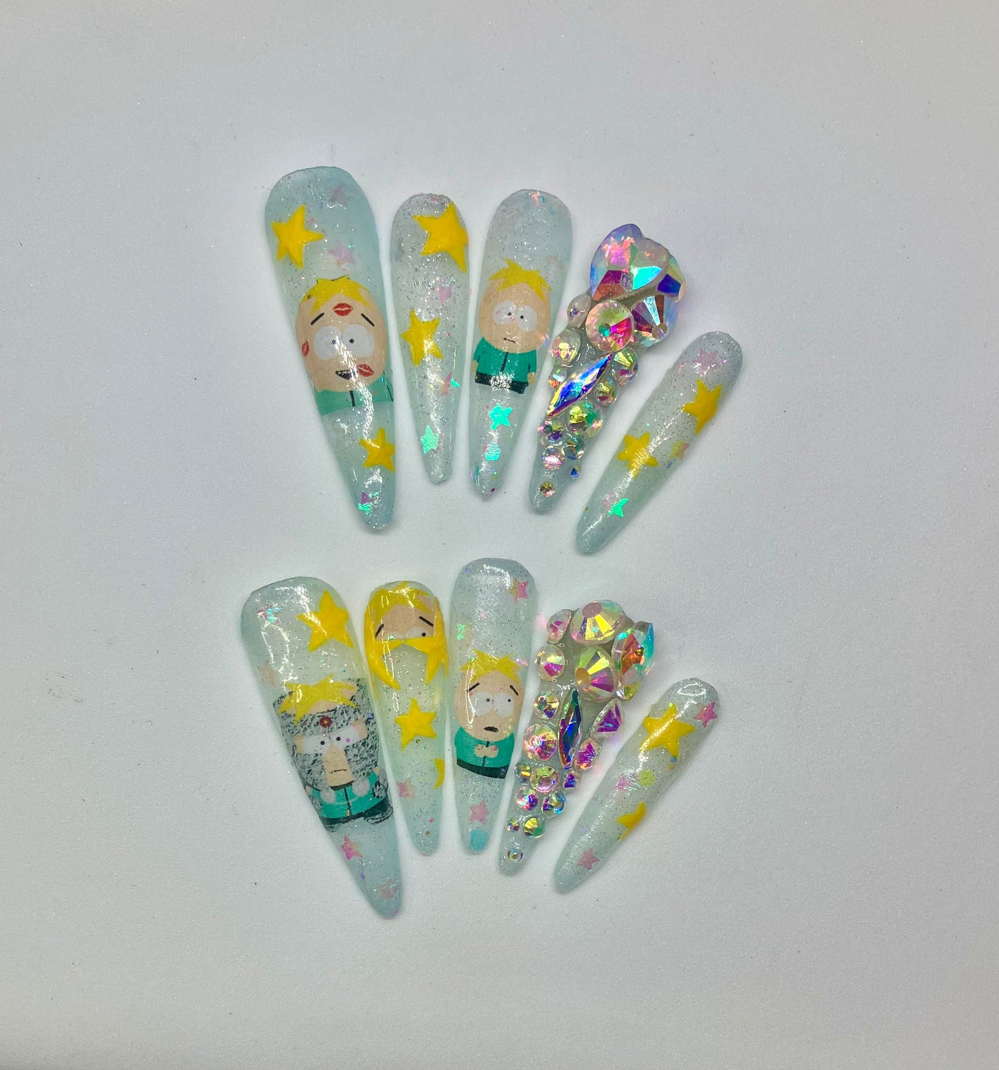 Translucent Jelly Butters SouthPark Character nails | Press On Nails