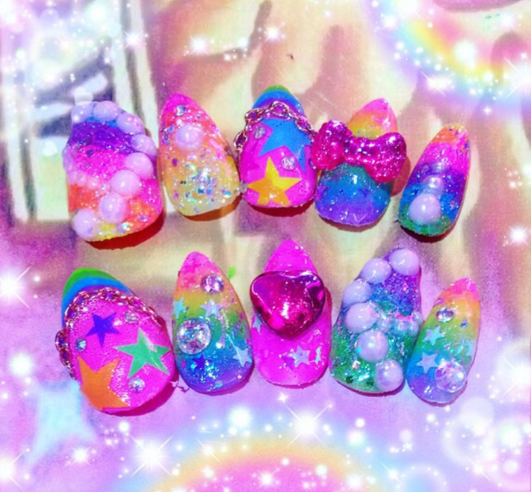 Rainbow Decora Party Kei | Press On Nails