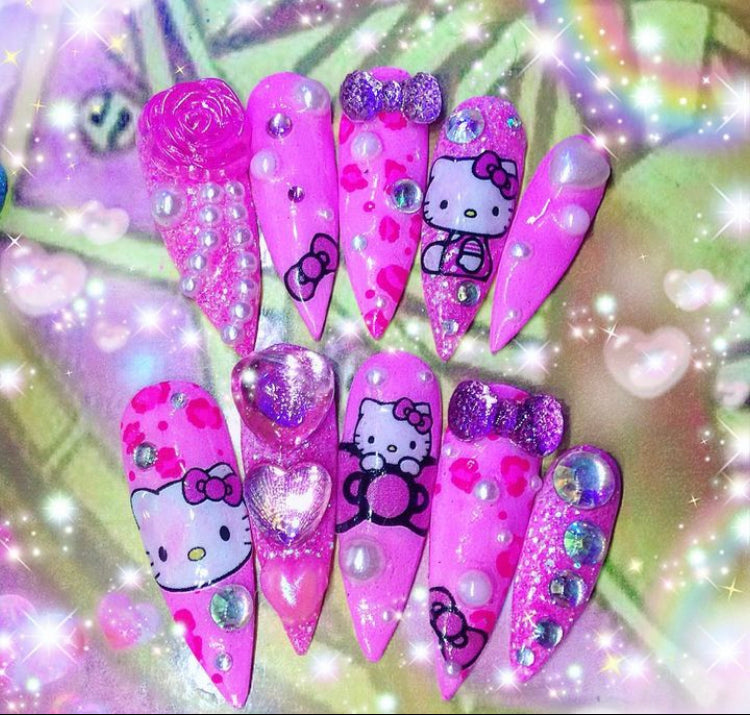 Kawaii Kitty Character nails | Press On Nails