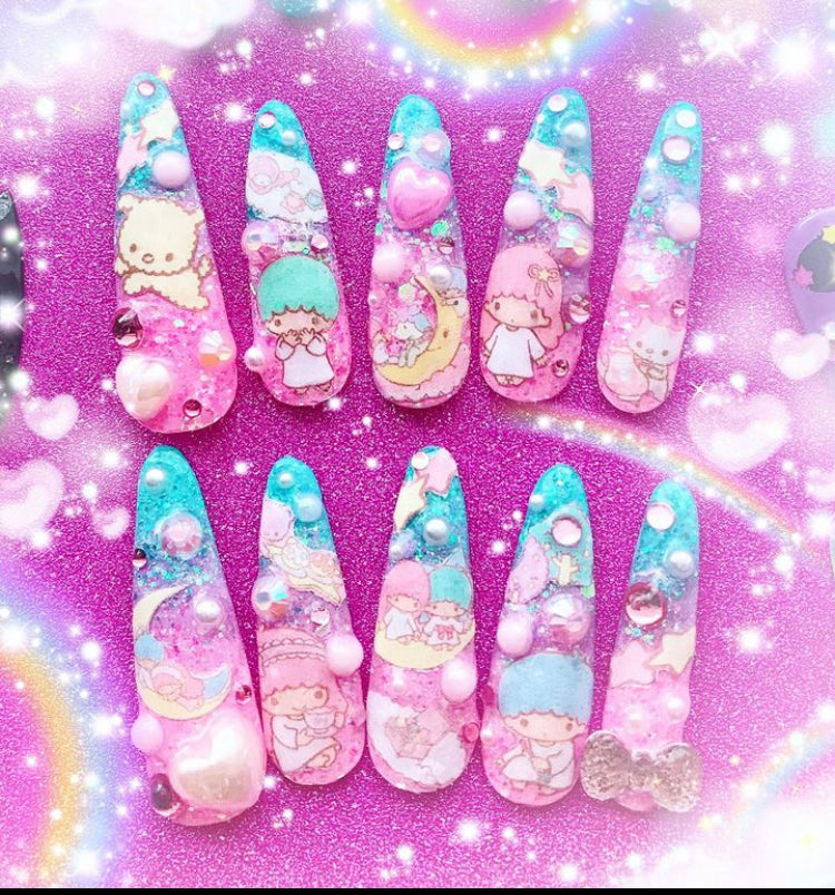 Kawaii Twin Character nails | Press On Nails