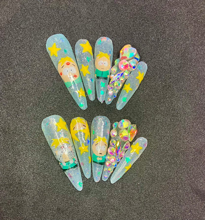 Translucent Jelly Butters SouthPark Character nails | Press On Nails